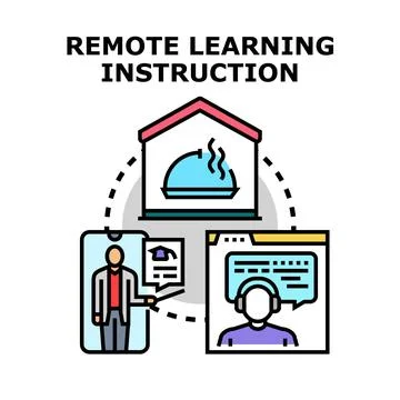 Remote learning instruction delivering online education courses 스톡 일러스트