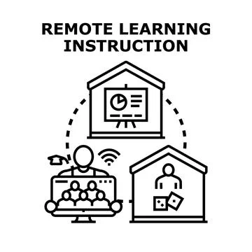 Remote learning instruction for online education Ilustração Stock