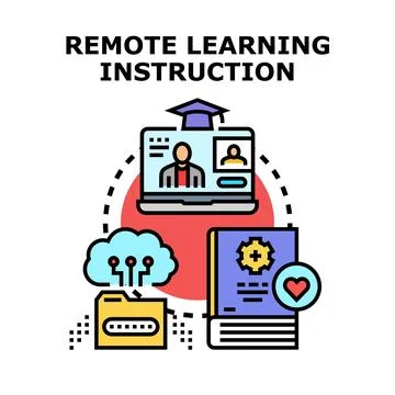 Remote learning instruction system with online education resources 库存插图