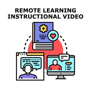 Remote learning instructional video concept Illustrazione stock