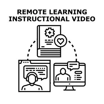 Remote learning instructional video concept Stock Illustration