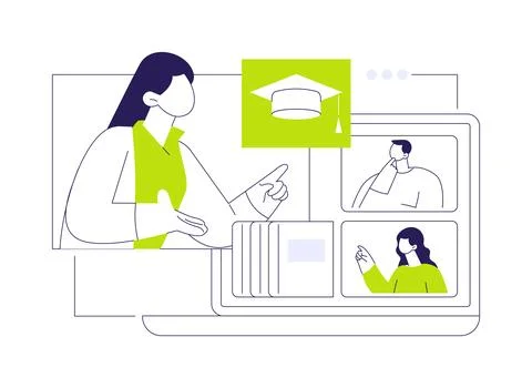 Remote learning isolated cartoon vector illustrations. Ilustración de archivo