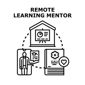 Remote learning mentoring and online education concept Stock Illustration