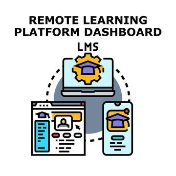 Remote learning platform dashboard concept lms teaching Illustrazione stock