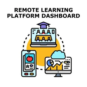 Remote learning platform dashboard vector concept Illustrazione stock