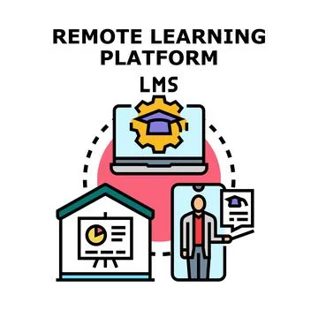 Remote learning platform learning management system concept Stockillustratie