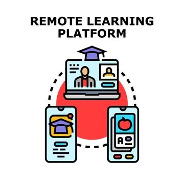 Remote learning platform for online education 스톡 일러스트