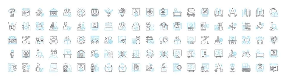 Remote learning vector line icons set. Remote, Learning, Online, Education Illustrazione stock