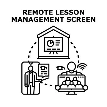 Remote lesson management screen teaching online education Stock Illustration