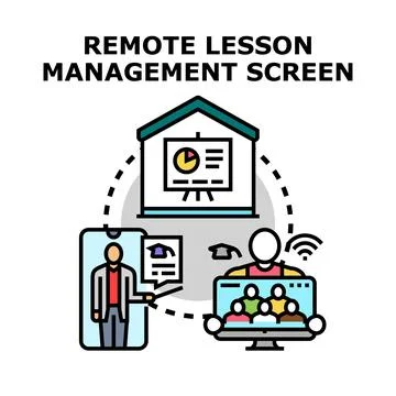 Remote lesson management screen teaching online education Stock Illustration