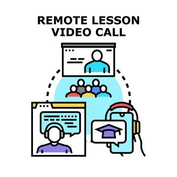 Remote lesson video call concept illustration Stock Illustration