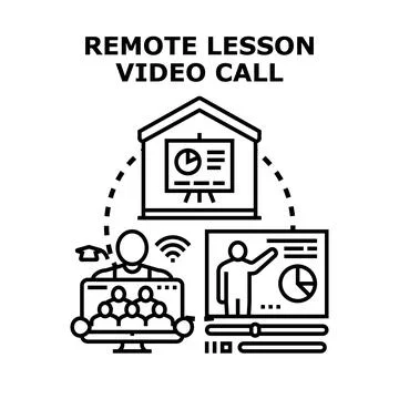 Remote lesson video call concept for online education Stock Illustration