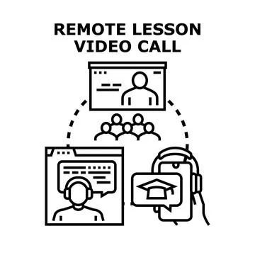 Remote lesson video call concept illustration Stock Illustration