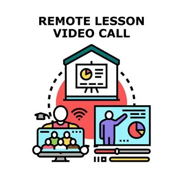 Remote lesson video call concept for online education Stock Illustration