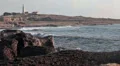 Remote lighthouse with breaking waves, Paphos, Cyprus HD Footage