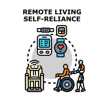 Remote living self reliance concept aiding future accessibility Stock Illustration