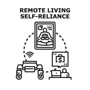 Remote living self reliance creative business concept Stock Illustration