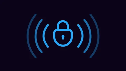 Remote lock icon, Wireless lock sign with radio waves 2d with alpha matte Stock Footage 336039162