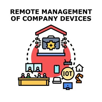 Remote management of digital company devices and network Stock Illustration