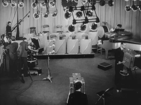 Remote mobile broadcast units promote television sets - 1939 Video stock 93109412