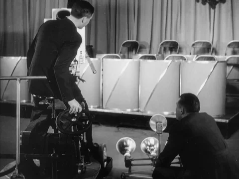 Remote mobile broadcast units promote television sets - 1939 Video stock 93109415