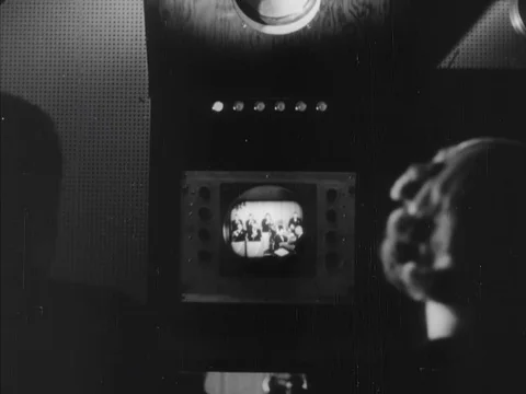 Remote mobile broadcast units promote television sets - 1939 Video stock 93109450