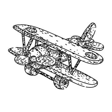 Remote model airplane sketch hand drawn vector Stock Illustration