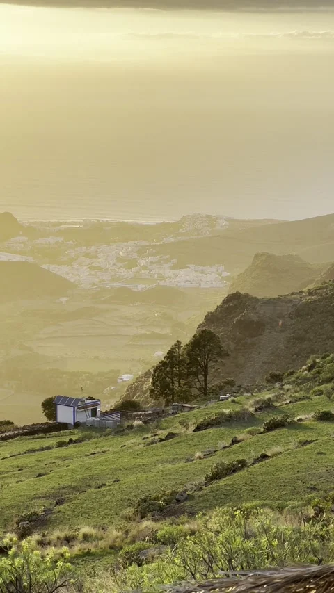 Remote Mountain House &amp; Coastal View Stock Footage 326640996