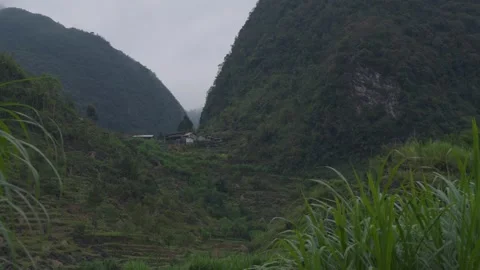 Remote Mountain Valley With Terraced Fields In Ha Giang Province Stock Footage 336717164