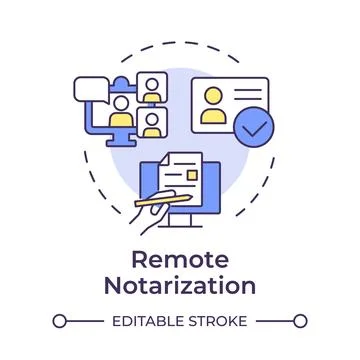Remote notarization multi color concept icon イラスト素材