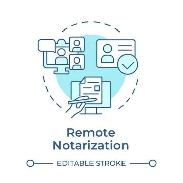 Remote notarization soft blue concept icon 스톡 일러스트