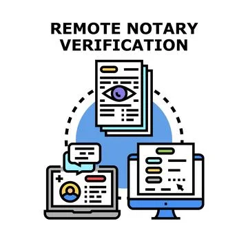 Remote notary verification process using digital document signing Stock Illustration