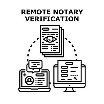 Remote notary verification process using digital document signing Stock Illustration
