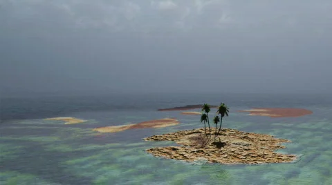 Remote Ocean Oasis Animation Stock-Footage 262533