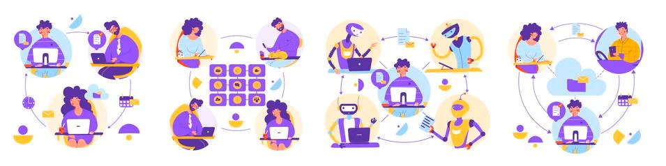 Remote office electronic document flat vector landing page template. Digital Stock Illustration