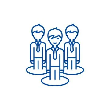 Remote office team line icon concept. Remote office team flat vector symbol Illustrazione stock