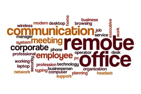 Remote office word cloud concept Illustrazione stock