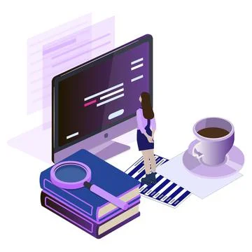 Remote online education. Distance study Illustrazione stock
