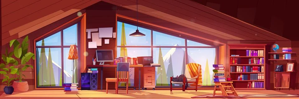 Remote online work from home with computer vector Stock Illustration