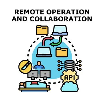 Remote operation and collaboration concept vector illustration イラスト素材
