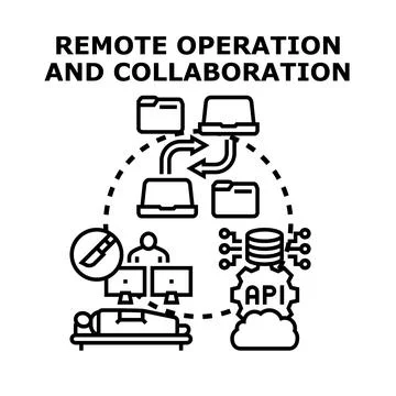 Remote operation and collaboration concept vector illustration Illustrazione stock