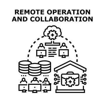 Remote operation and collaboration technology concept illustration Stock Illustration