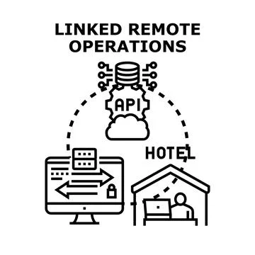 Remote operations linking with api and cloud services Stock Illustration