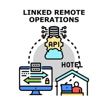 Remote operations linking with api and cloud services イラスト素材