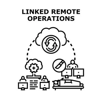 Remote operations linking medical procedures and cloud technology Illustrazione stock