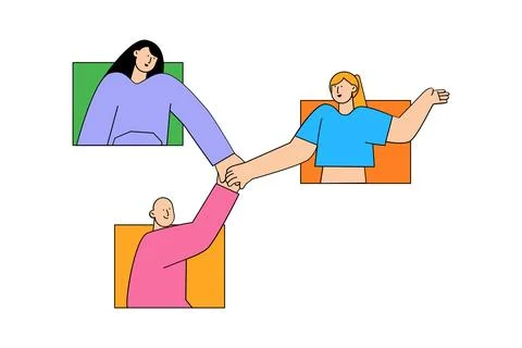 Remote or Online Team Collaboration Illustration Stock Illustration
