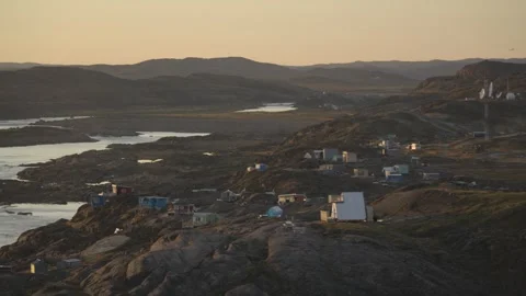 Remote Outpost Cabins, Sylvia Grinnell River Outflow Outskirts of Iqaluit Stock Footage 344196515