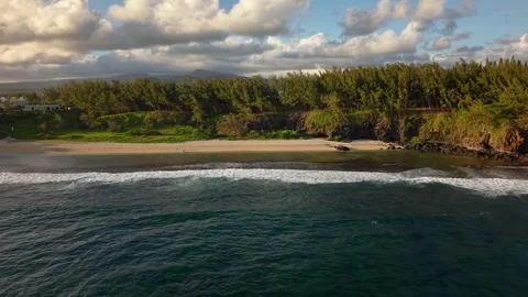 Remote Pacific Cove with Dramatic Sky and Coastal Vegetation. Stock Footage 306068907