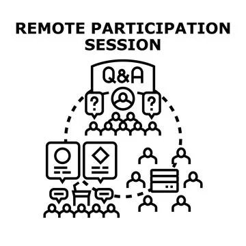 Remote participation session q and a online discussion Stock Illustration