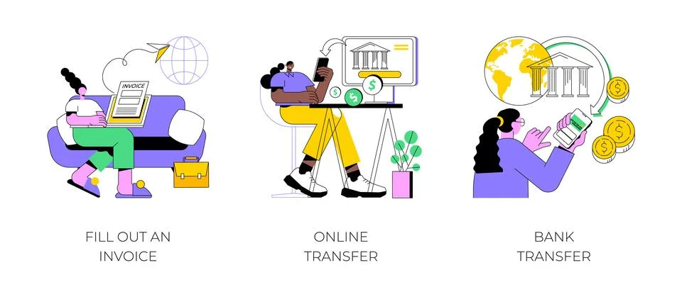 Remote payroll isolated cartoon vector illustrations. Ilustração Stock